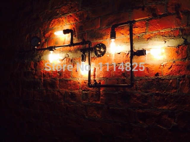 american vintage aisle industrial water pipe wall lamp lights bar restaurant e27 edison retro wall lamp