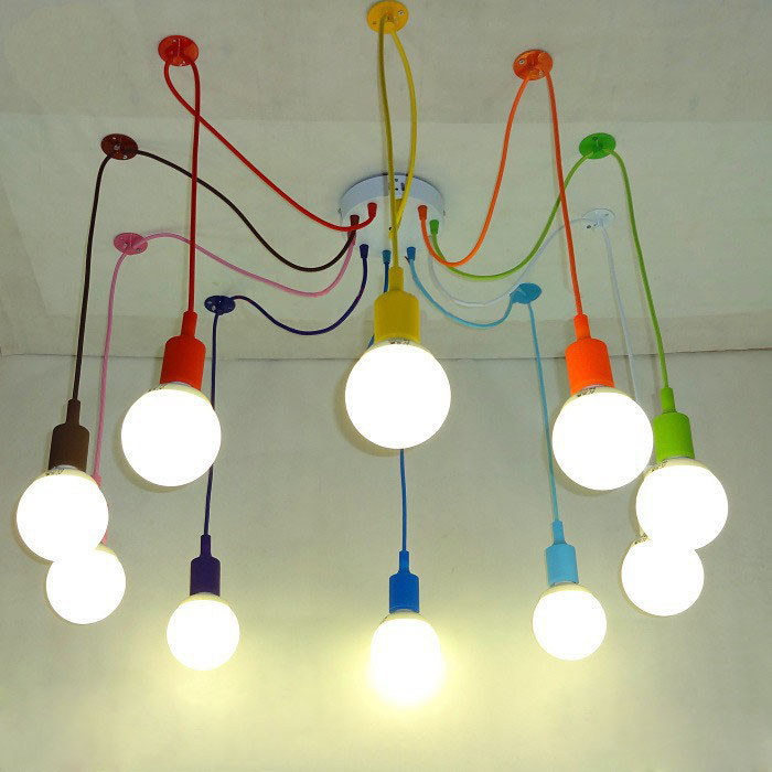 colorful spider chandelier lamp vintage retro adjustable pendant lamps e27 e26 edison creative loft art decorative diy light