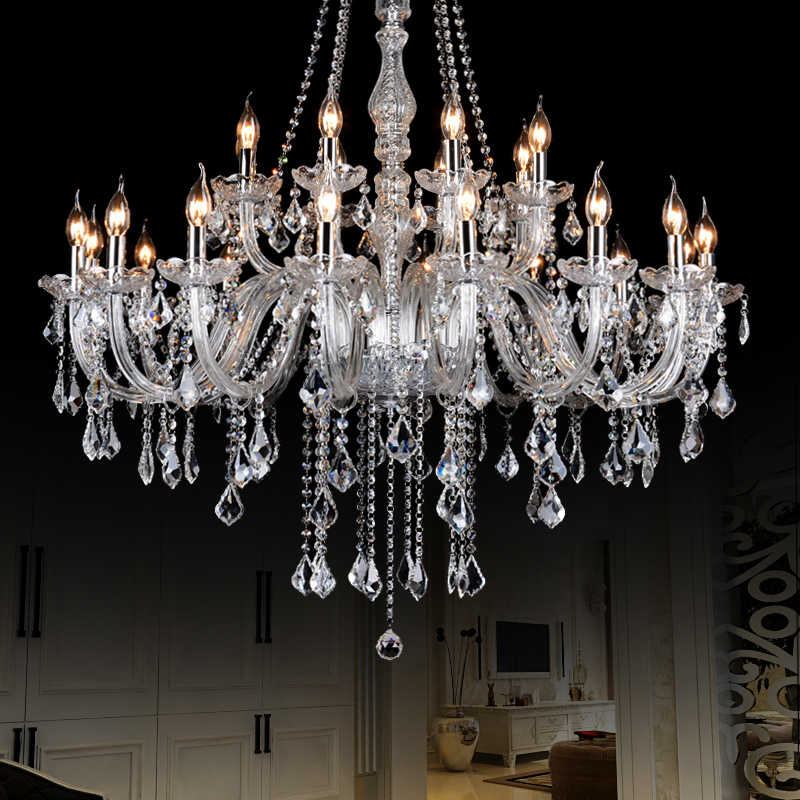 crystal chandelier lighting 24 lampshades for dining living room indoor decoration lamp modern lustres de cristal chandeliers