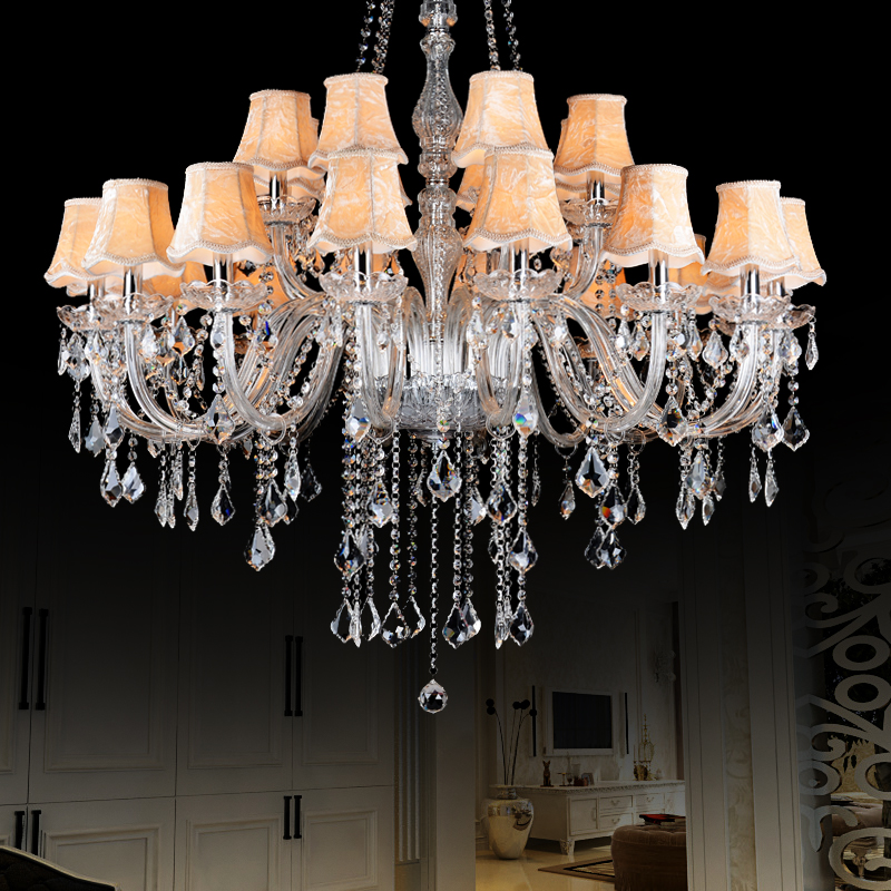 crystal chandelier lighting 24 lampshades for dining living room indoor decoration lamp modern lustres de cristal chandeliers