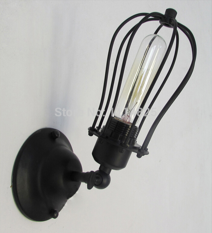 d12*h25 single light loft industrial country retro iron wall light lamp e27 edison bulbs ac 90-260v