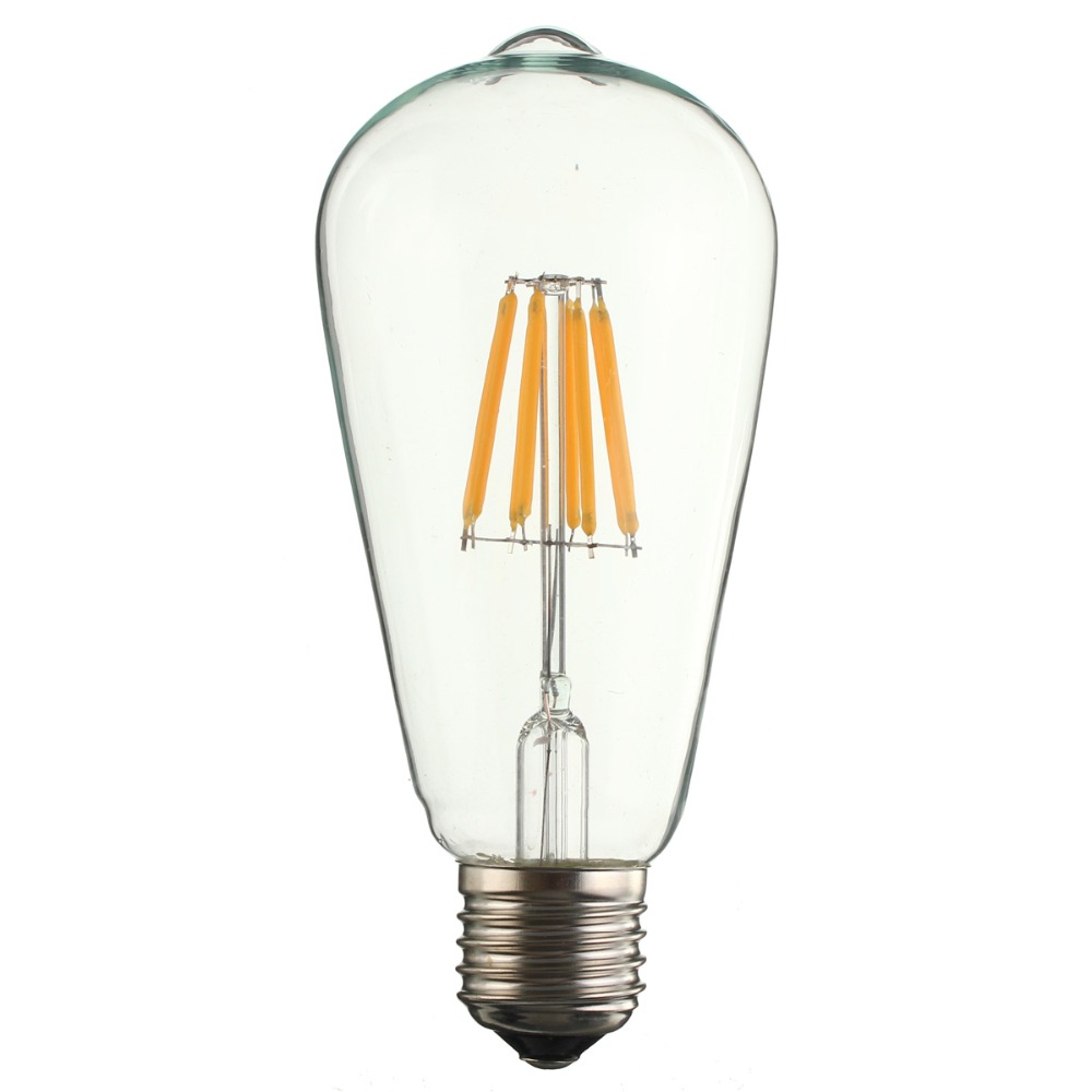dimmable vintage retro st64 e27/e26 warmwhite led filament light bulb ac 220v 2w/4w/6w/8w retro transparent glass appearance