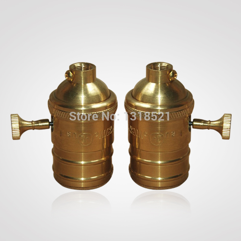 e26e27 socket brass lamp base copper zipper lamp holder e27 led bulb base e26/e27/ul/110v/220v knob switch retail