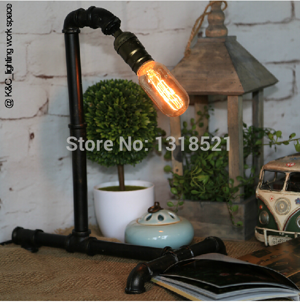 edison lamp bulb vintage table lamps personalized water pipe table lights desk book lamp e27 loft vintage lighting