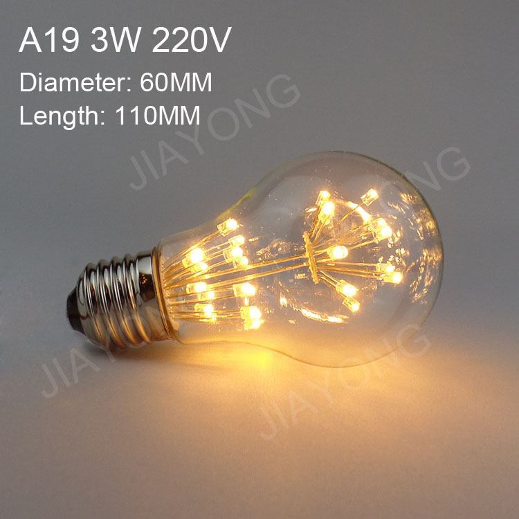 g125/g95/g80/st64/a19 3w incandescent vintage light bulb e27 retro edison light bulb ac 220v whole for living room christmas