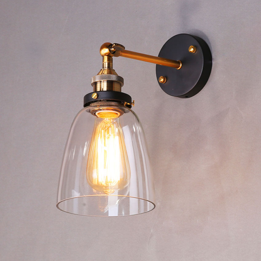 industrial vintage wall light copper glass hanging lamp e27 110/220v adjustable wall lamp for home decoration -lampara colgante