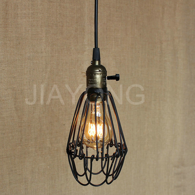 loft industrial retro single head pendant light personality iron cage pendant light for living room ac 90-260v