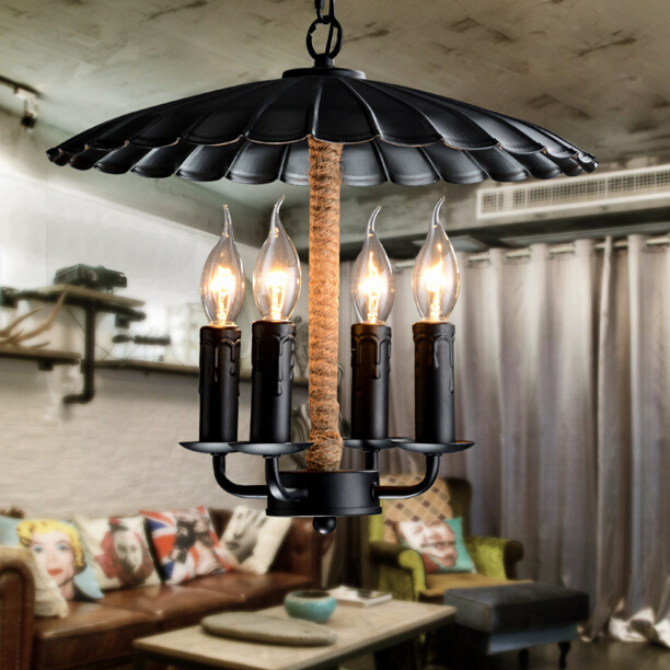loft originality retro restaurant bar chandelier american village iron balcony industrial wind lamp