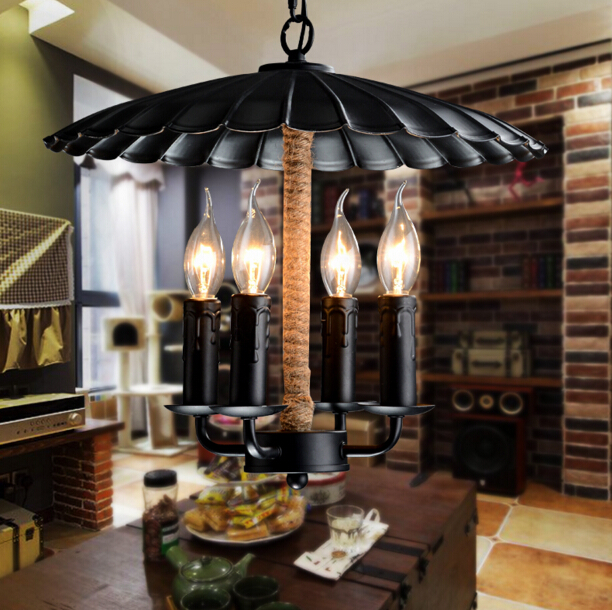 loft originality retro restaurant bar chandelier american village iron balcony industrial wind lamp