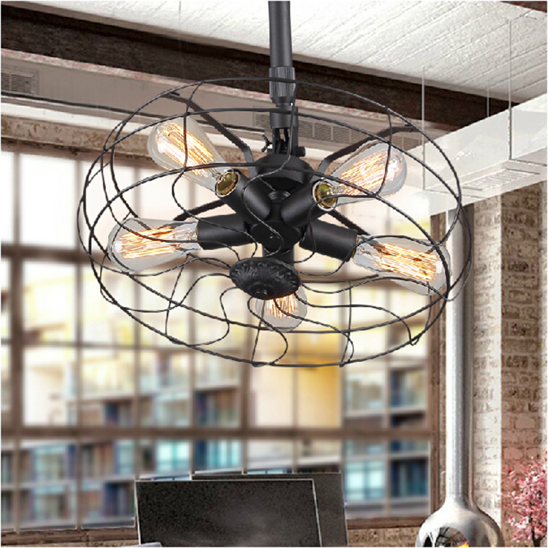 luxury retro industrial pendant lamp pipe fan lights edison vintage restaurant living bar light nordic fixtures lighting