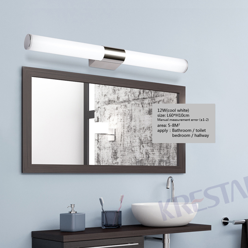mini style bathroom mirror light modern brief stainless steel wall lamp banheiro deco lampara de pared anti-fog front light