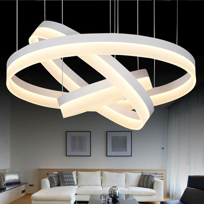 modern led crystal pendant light 2 3 ring for living dining room kitchen circles suspension pendant lights fixture lamp lighting
