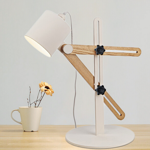 modern simple bedroom bedside decorative table lamp study nordic art creative wooden adjustable table lights
