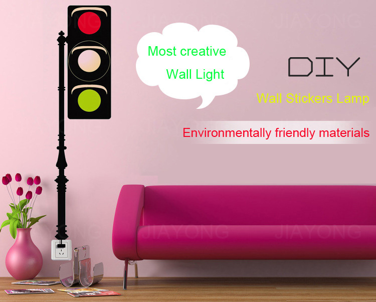 new creative traffic light ac 110v/220v wall light diy wall stickers for living room bedroom children's room dinning room