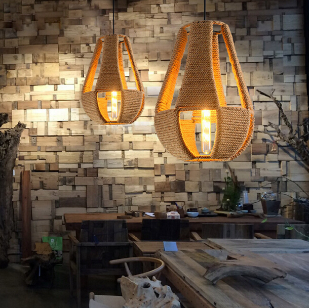 nordic simple industrial retro loft style rope pendant light creative personality restaurant cafe pendant lamp