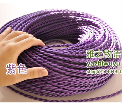purple color 2 x 0.75mm2 twisted cable twisted electrical wire color braided electric cable textile cord