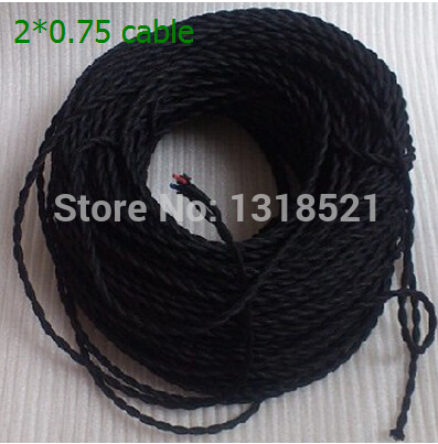 retro lamp wire 20m/lot 2 * 0.75 black color, soft twisted pair, lamp wire, chandelier line, electrical wires