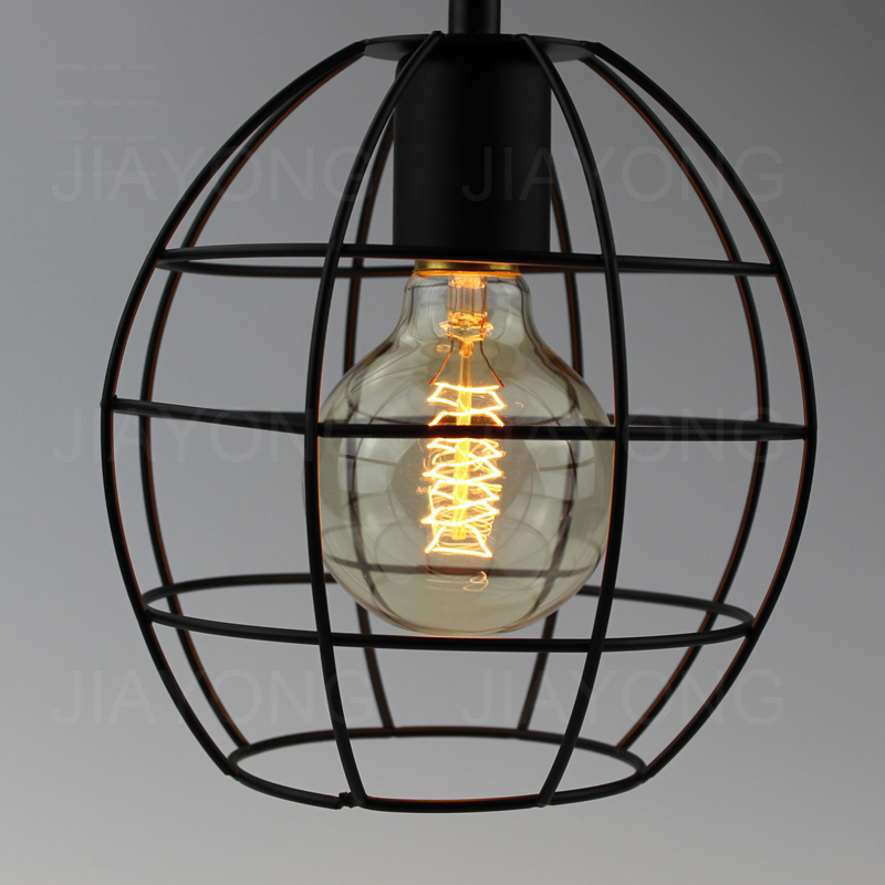 retro vintage iron cage pendant light lamp ac 90-260v for living room bedroom restaurant bar cafe home decoration