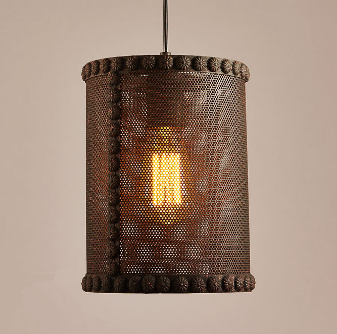 simple american retro modern iron net shade pendant light creative clothing store balcony aisle pendant lamp