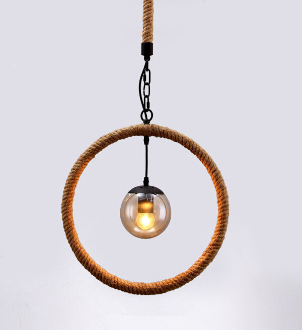 simple creative round rope iron chandelier industrial retro restaurant el loft chandelier