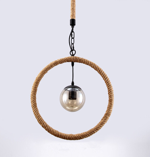 simple creative round rope iron chandelier industrial retro restaurant el loft chandelier
