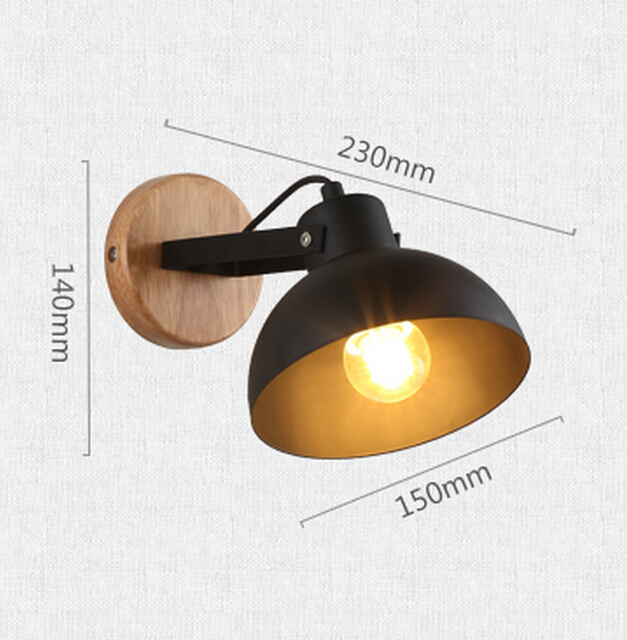 simple nordic american country iron and wood wall lamp aisle bedroom living room bedside single head wall light