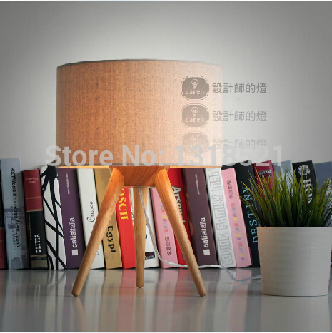 tripod wood table light with fabric lamp shade table lamp desk light kids room gift