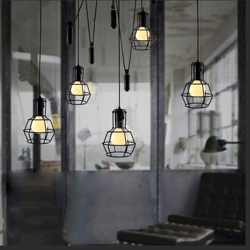 vintage industrial nordic loft edison bulb chandelier retro ceiling spider pendants antique adjustable e27 indoor art lights