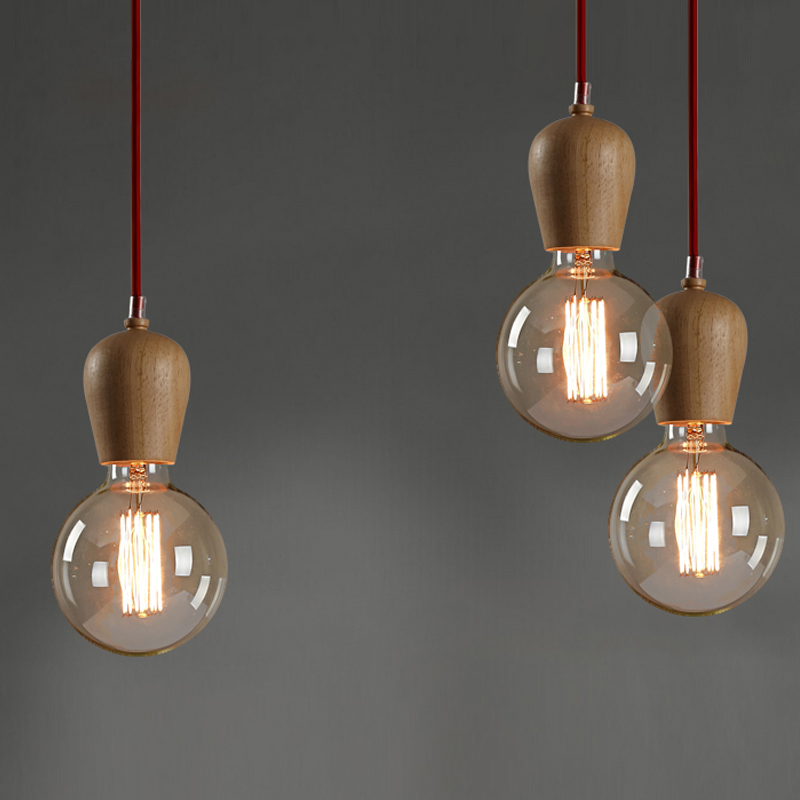 vintage pendant light for kitchen nordic retro luminaire wood loft pendant edison fixtures lamp lustre industriel hanging lights