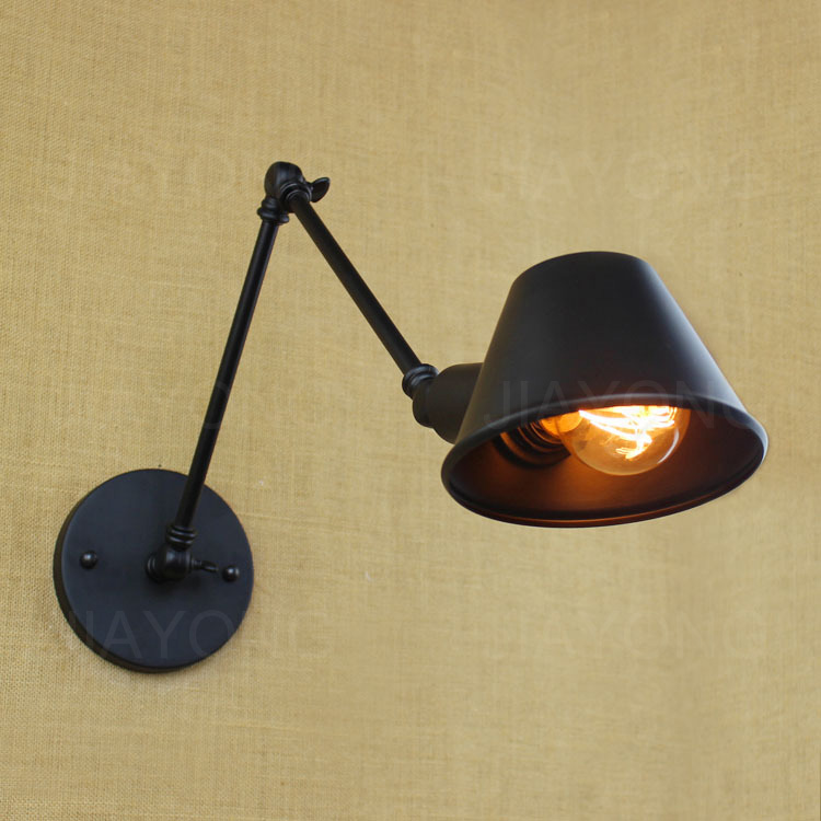 vintage retro wall lamp with bulb ac 90-260v personality adjustable wall light for living room bedroom bedside bathroom