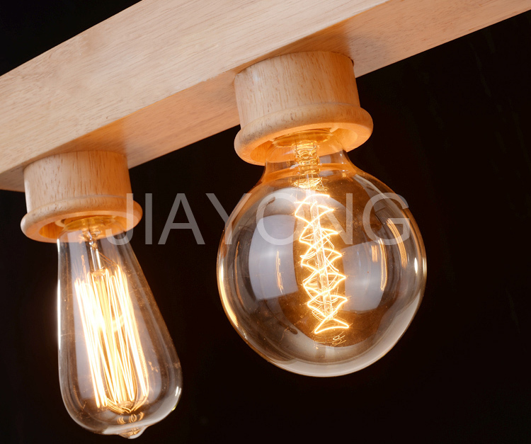 vintage wood wooden pendant light 5 edison bulbs for living room dining room home lighting fixture ac 110v/220v