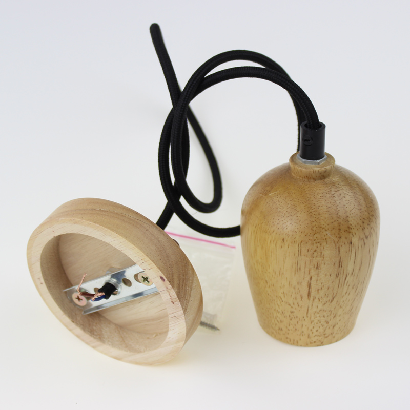 vintage wood wooden pendant light e27/e26 socket wood lamp lighting bulbs holder ac 90-260v