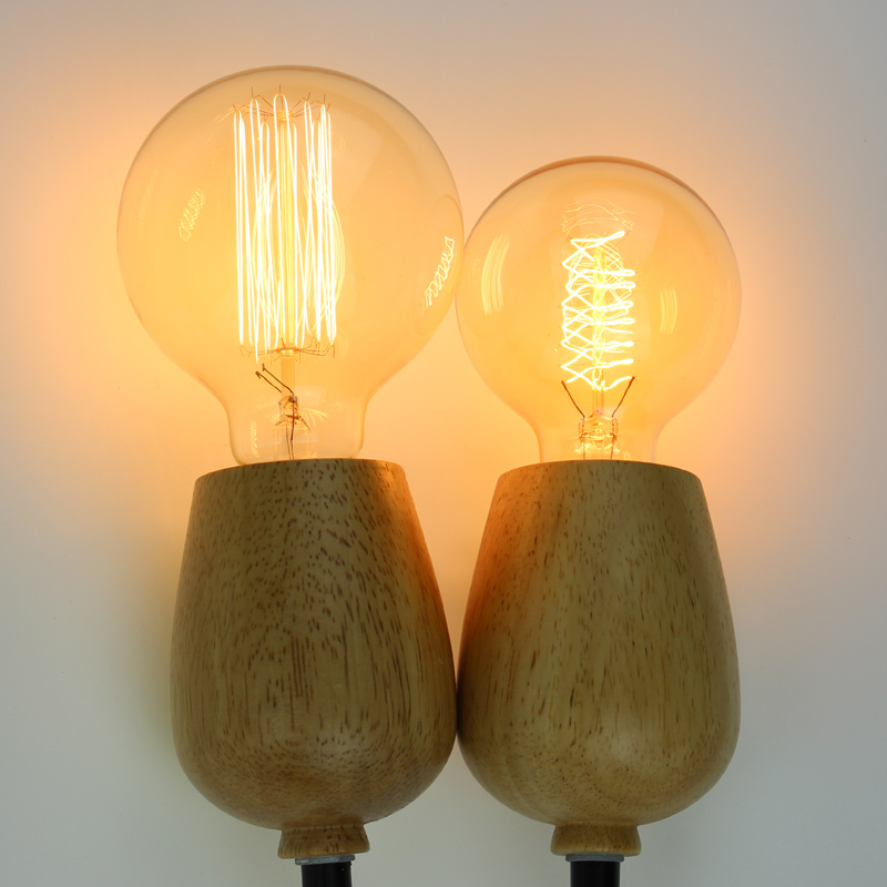 vintage wood wooden pendant light e27/e26 socket wood lamp lighting bulbs holder ac 90-260v