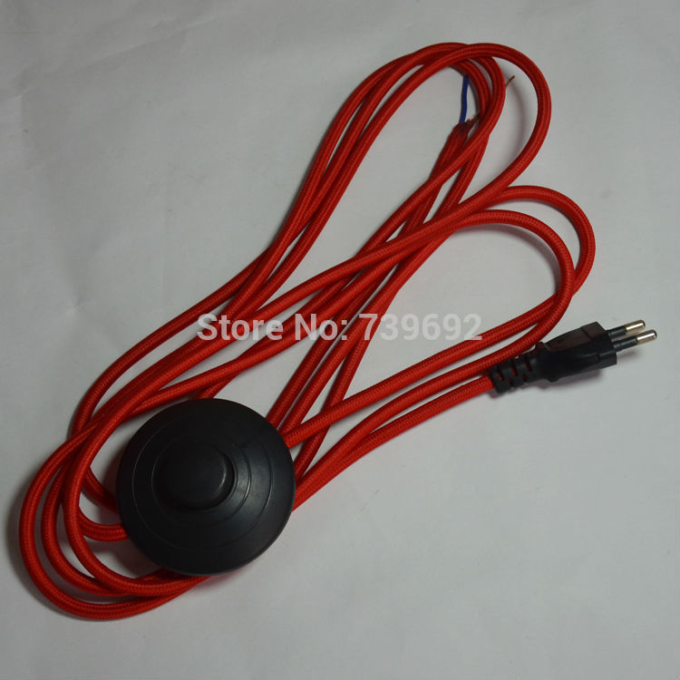 1.8m red knitted electrical wire with foot switch electrical wire switch diy accessories fitting floor lamp lighting