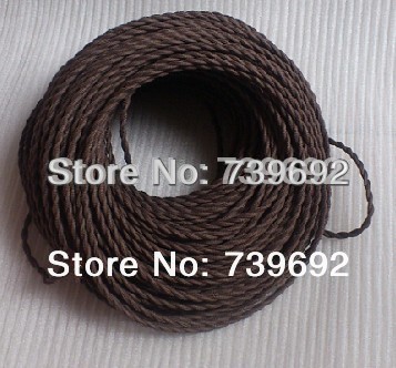 (10m/lot) vintage dark brown knitted cloth twisted electrical wire copper conductor electrical wire pendant light lamps line