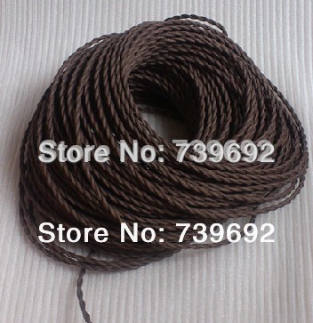 (10m/lot) vintage dark brown knitted cloth twisted electrical wire copper conductor electrical wire pendant light lamps line