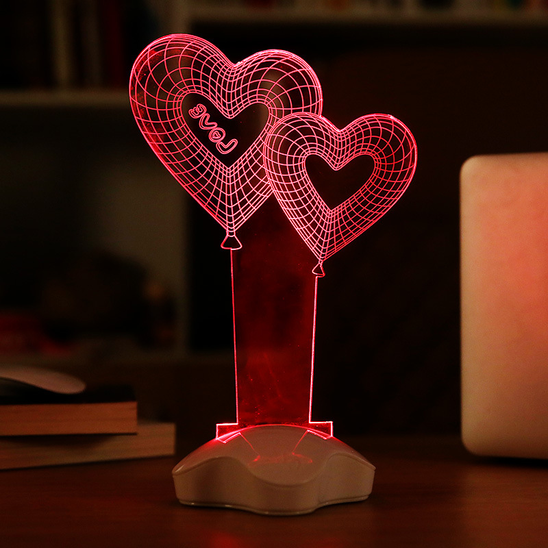 1piece valentines day gift creative 3d led lamp usb bedside lamp night light