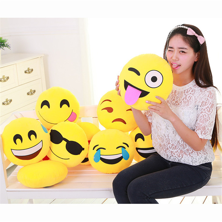 20 styles soft emoji smiley emoticon yellow round decorative cushion pillow stuffed plush toy doll christmas gift