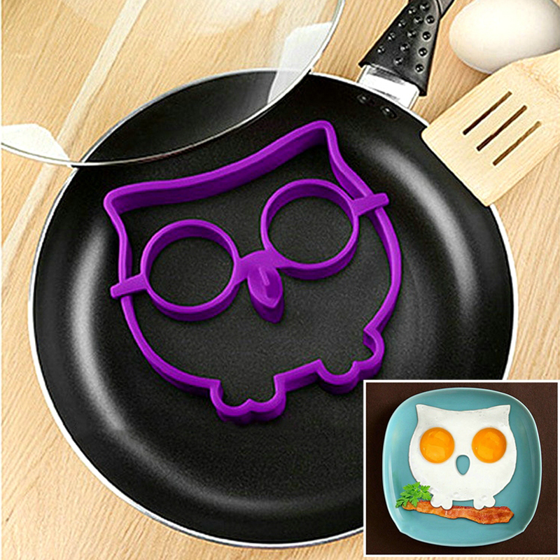 2016 1pc breakfast silicone fried egg mold pancake egg ring shaper funny owl/rabbit/cloud/skull egg shaper cooking tool