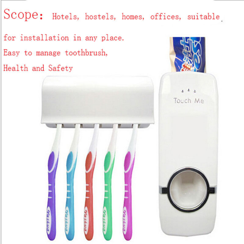 automatic toothpaste dispenser + 5 toothbrush holder set wall mount stand toothbrush family sets home bathroom household