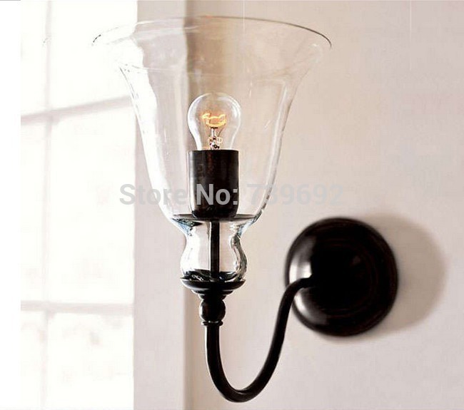 clear glass lampshade american retro glass wall lamps e27 lamp base for foyer,dinning room