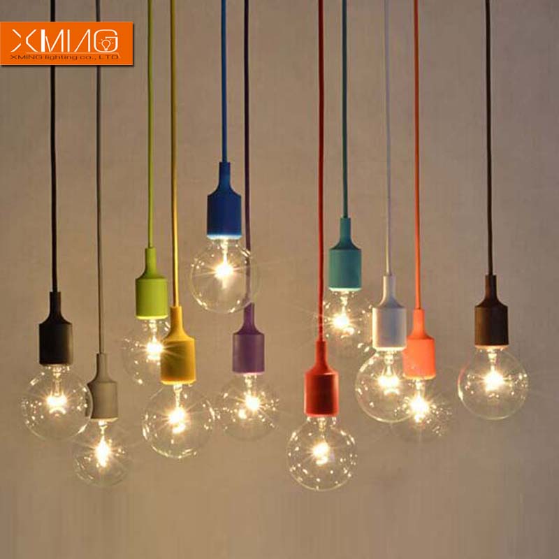 colorful pendant lights diy e27silicone soft material lamp holder 13 kind color for kids bedroom home decor lights