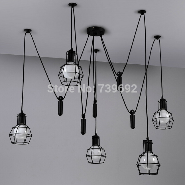 creative lifting small cages vintage pendant lights 5 heads modern american restaurant pendant lights rural industries style