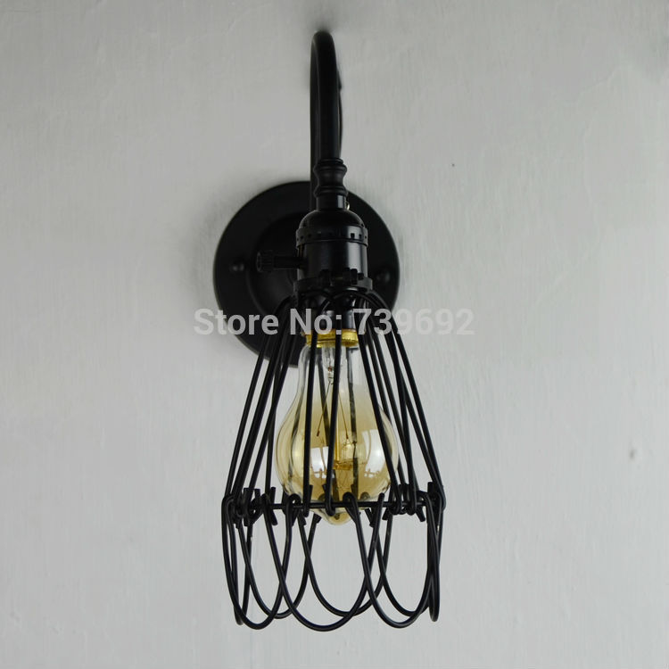 dia.10cmh21cm extension type iron cage lamp shade bend pipe wall lamp with wall mount plate for home decor.wall luminaire