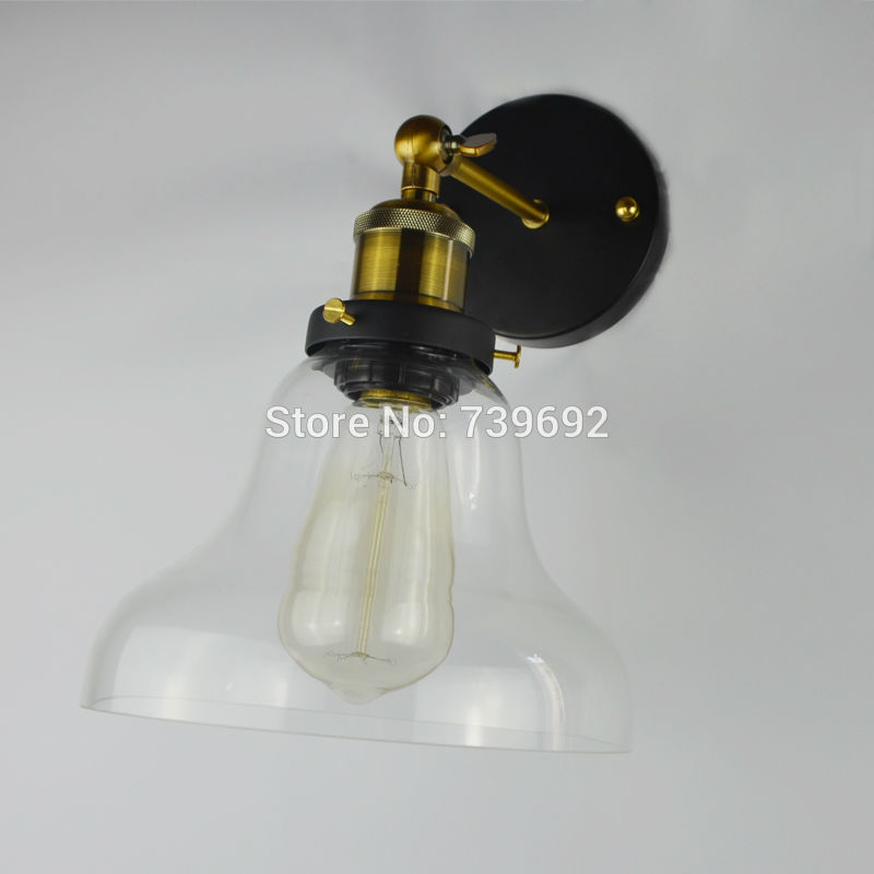 dia. 18m clear glass bowl wall lamps with plated copper lamp cover loft style wall sconce lights for canteen reception