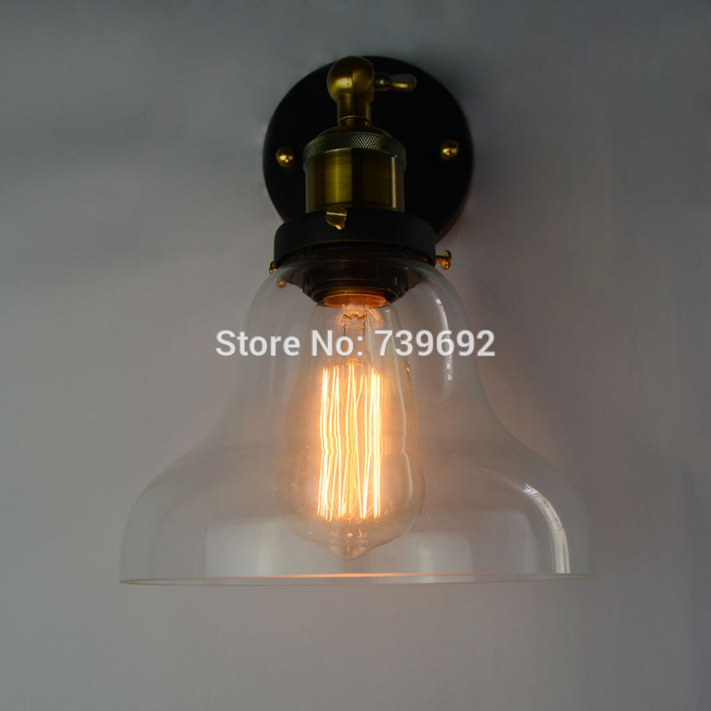 dia. 18m clear glass bowl wall lamps with plated copper lamp cover loft style wall sconce lights for canteen reception