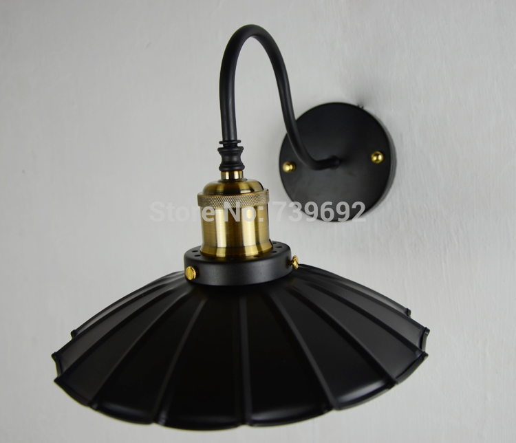 dia.25cm umbrella iron lampshade with bend rod europe american rustic industrial wall light edison wall lamps for home decor