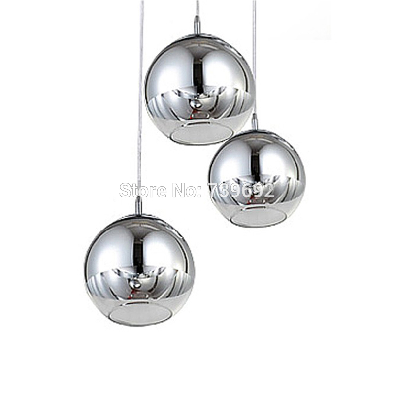 double hole plated chrome mirror glass pendant lights glass ball lamp lighting for dinning room led pendant lamp