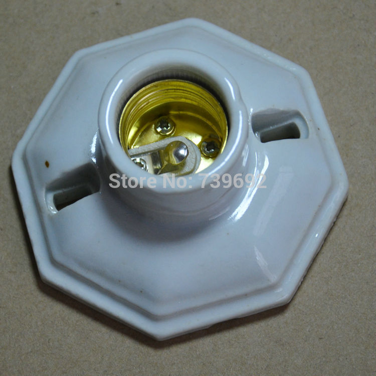 e27 ceramic lamp holder/ glazed porcelain lamp base diy best choice (2pcs/lot) for table lamps white color