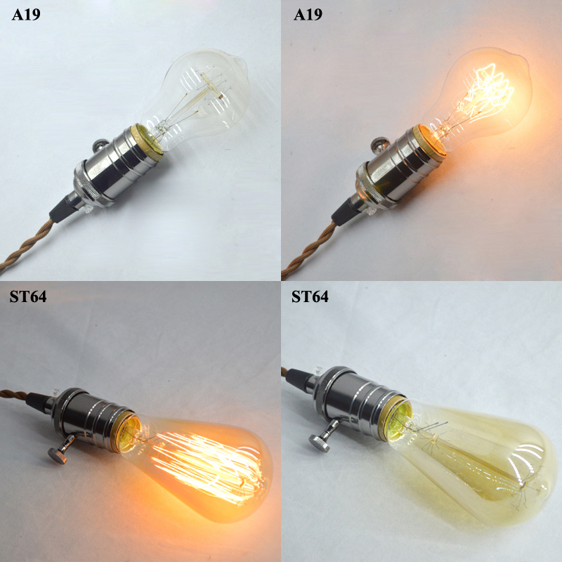 edison incandescent light bulb edison pendant lamp e27 pearl-black copper pendant light holder with bulbs 110v 220v 40w
